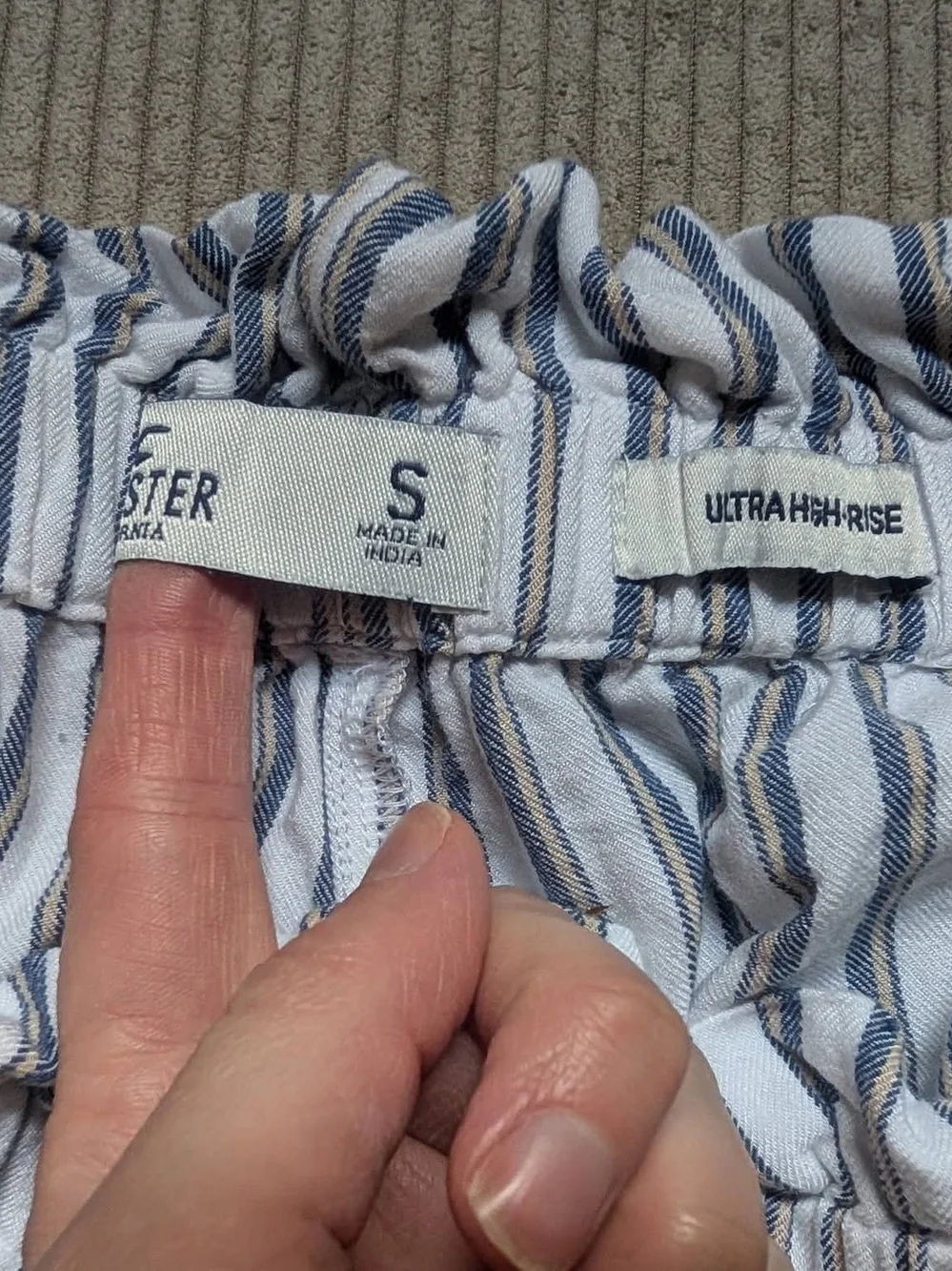 Hollister White and Blue Striped High-Waist Women’s Shorts